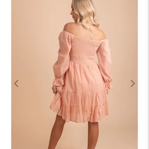 Bella Ella Boutique Peachy Pink Smocked Mini Dress - Picture 5 of 5